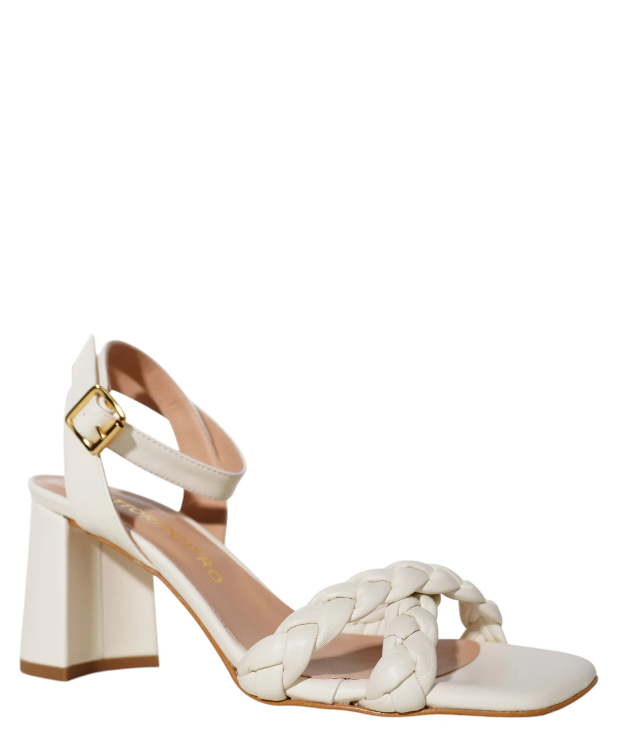 Sandales femme talon large 70 mm avec brides tressées