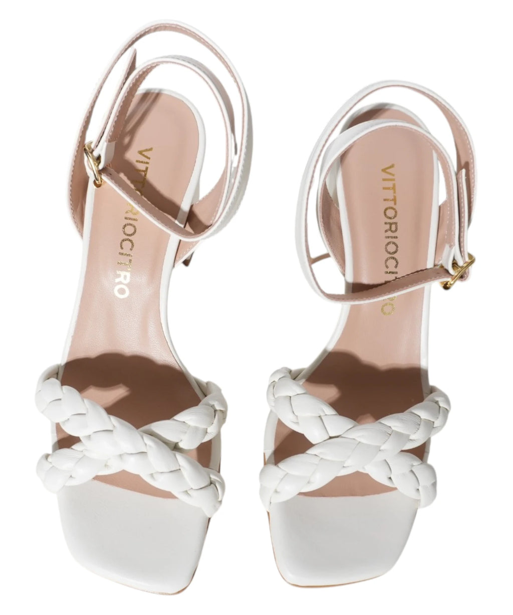 Sandales femme talon large 70 mm avec brides tressées