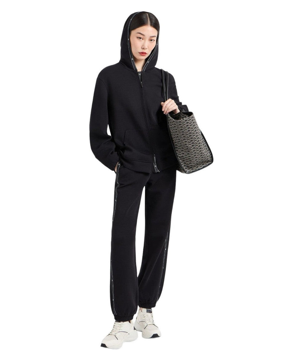 Joggers in jersey doppio con nastro con logo dell'aquila-Emporio Armani-Pantaloni-Vittorio Citro Boutique