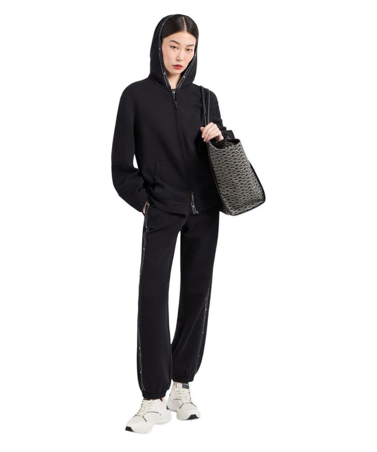 Joggers in jersey doppio con nastro con logo dell'aquila-Emporio Armani-Pantaloni-Vittorio Citro Boutique