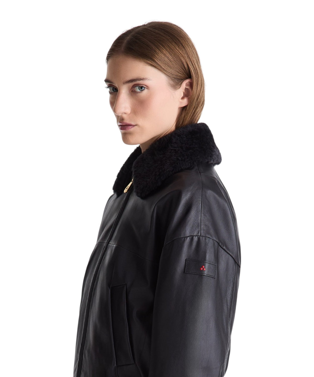 Bomber in Pelle con Collo in Montone Ruti Le TTP Fur