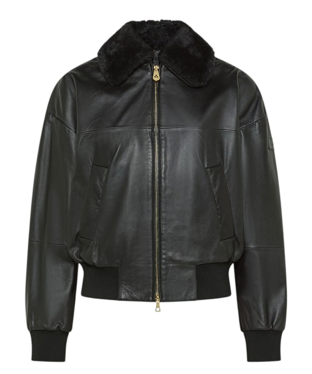 Bomber in Pelle con Collo in Montone Ruti Le TTP Fur