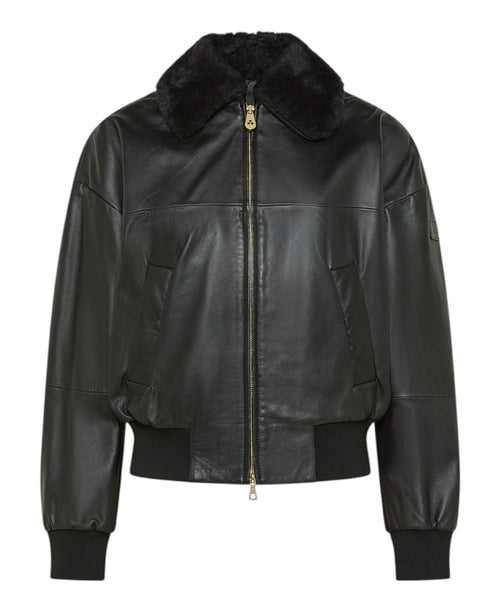Bomber in Pelle con Collo in Montone Ruti Le TTP Fur