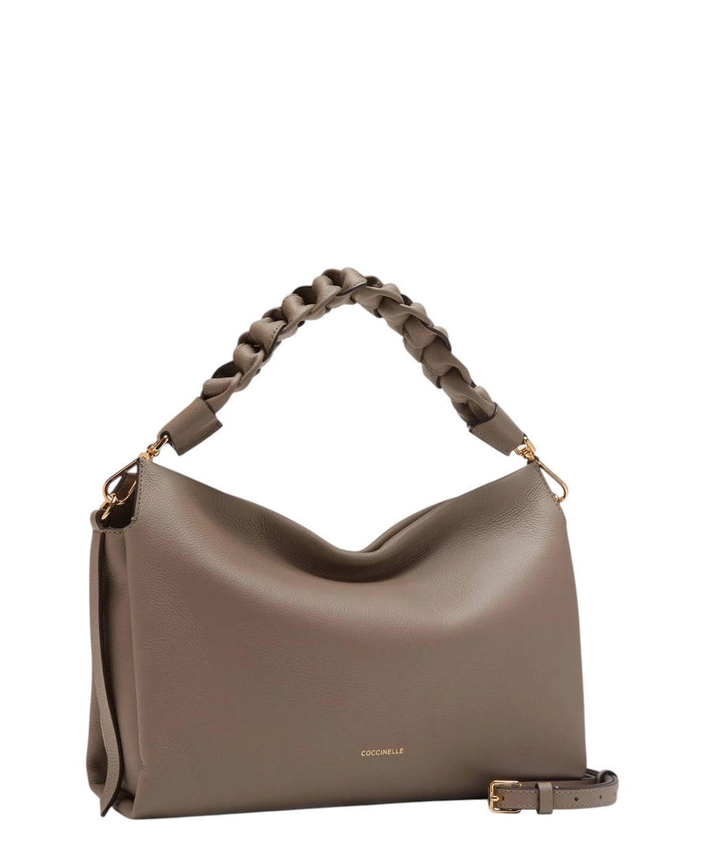 Sac Boheme Medium en cuir Double avec poignée tressée