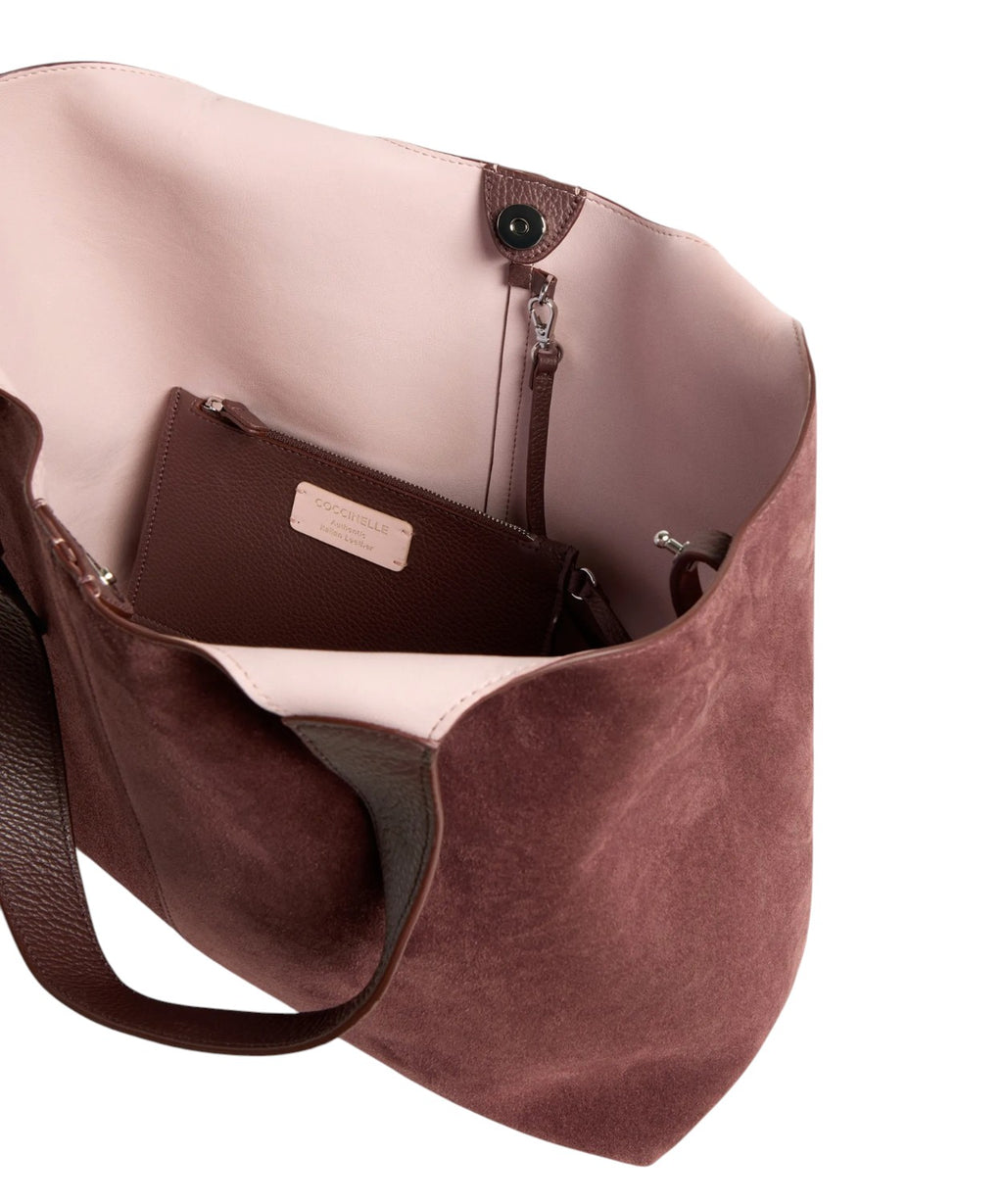 Coccinelle C-Easy Large en daim et cuir grainé