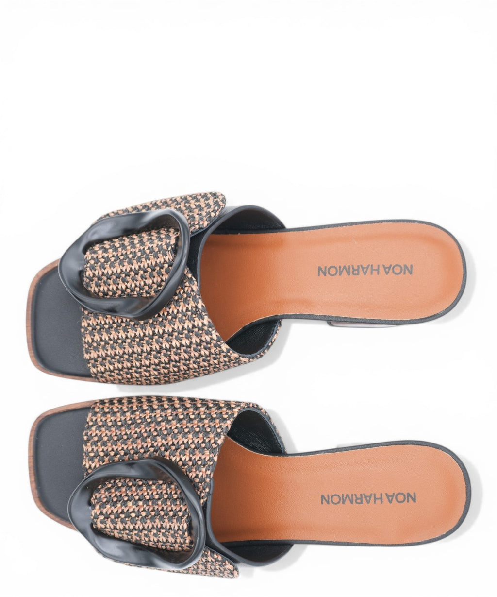 Mules ROSE Noa Harmon talon bois boucle tressée