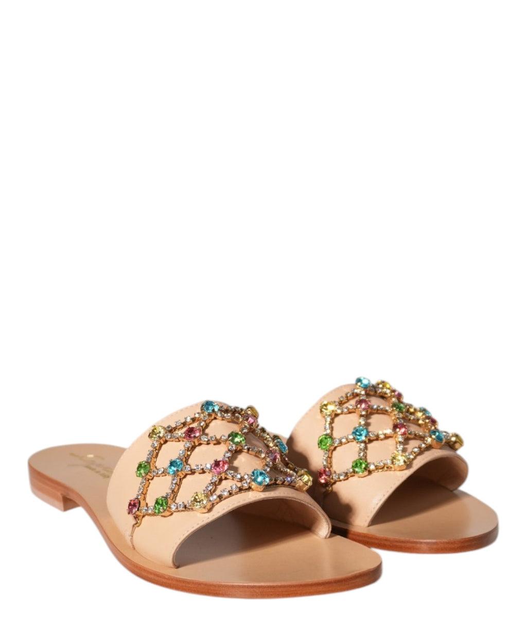 Mule en cuir suédé avec application bijou