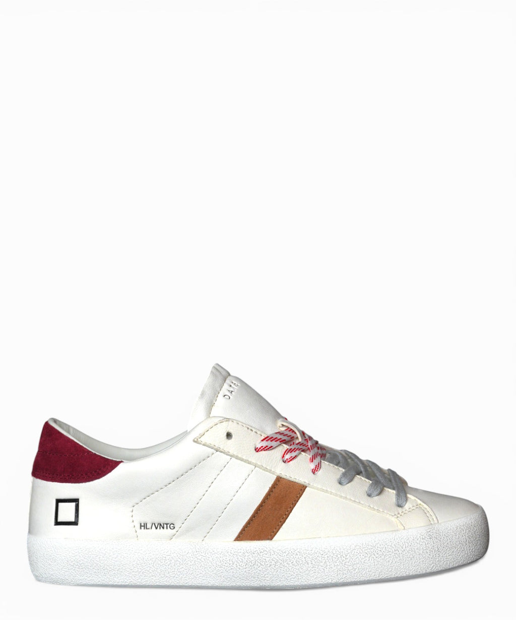 Baskets D.A.T.E. Hill Low Vintage Veau Ivoire/Rouge