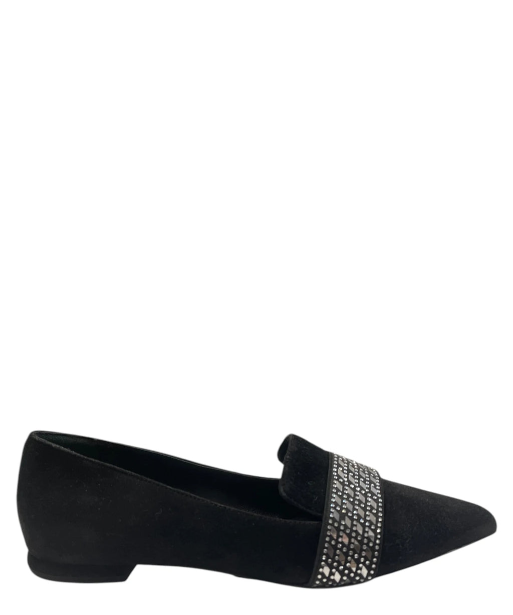 Ballerines noires avec élastique et strass