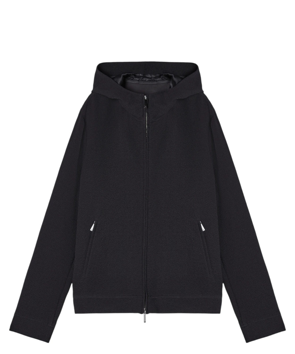 Emporio Armani Blouson à capuche en tissu gaufré avec zip