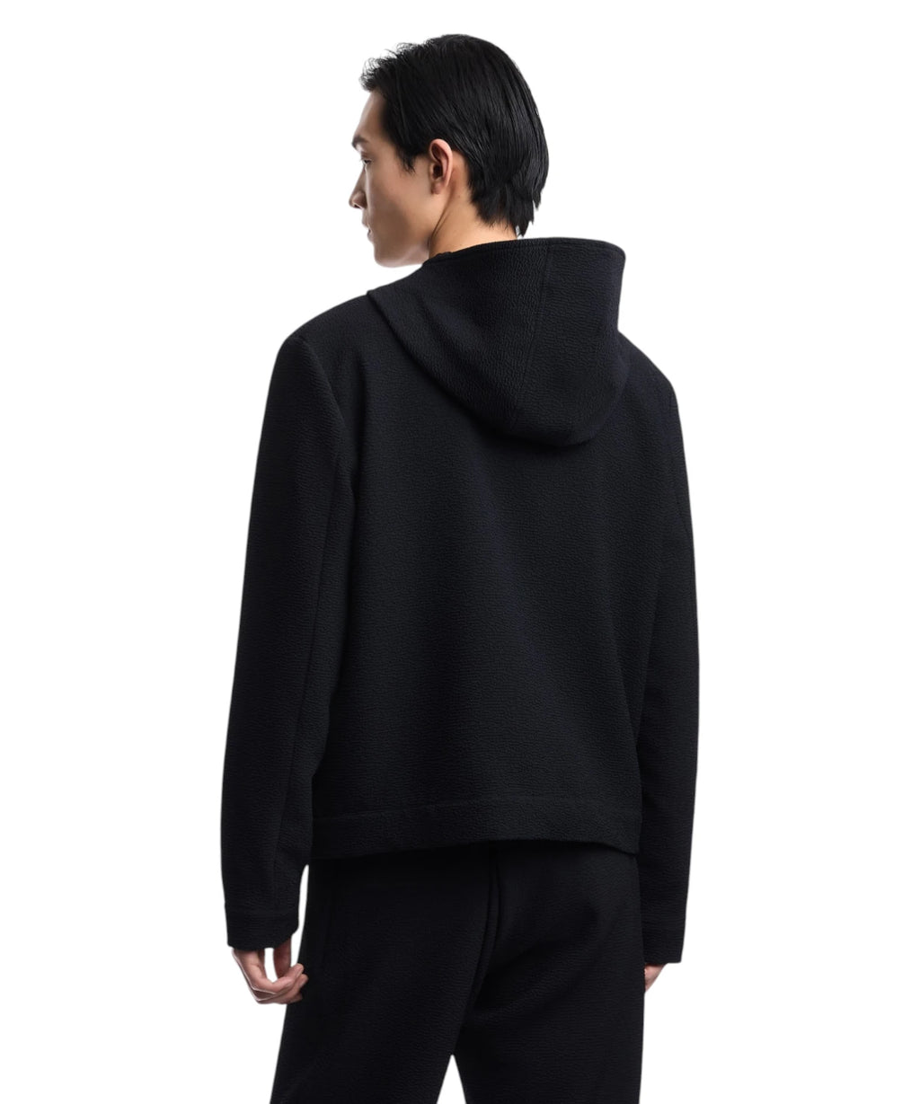 Emporio Armani Blouson à capuche en tissu gaufré avec zip