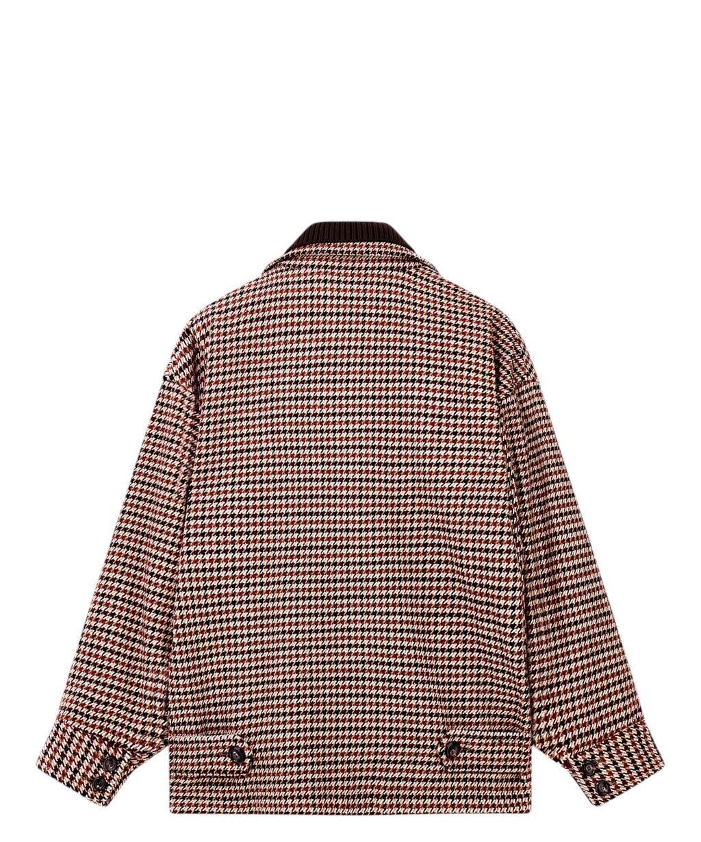 Caban Uomo in Lana Vergine Tweed Check Pied-de-Poule