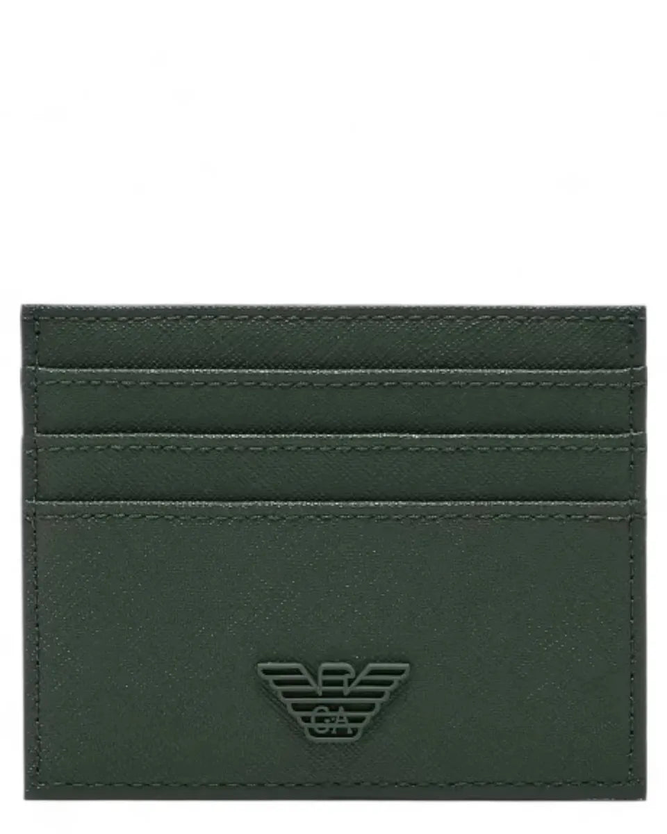 Portacarte in Pelle Rigenerata Saffiano con Logo Aquila-Emporio Armani-Portadocumenti-Vittorio Citro Boutique