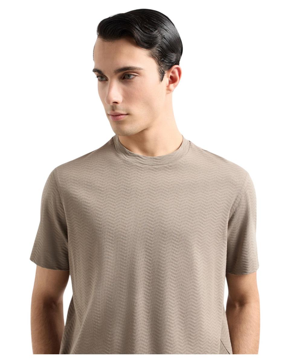 T-shirt i in jersey jacquard di puro cotone-Emporio Armani-T-shirt-Vittorio Citro Boutique