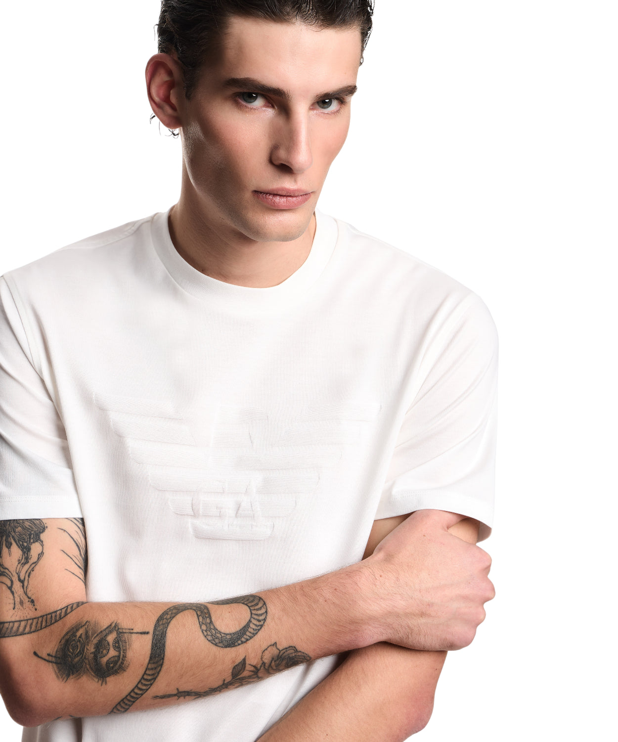 T-Shirt Uomo Emporio Armani con Logo Intarsiato