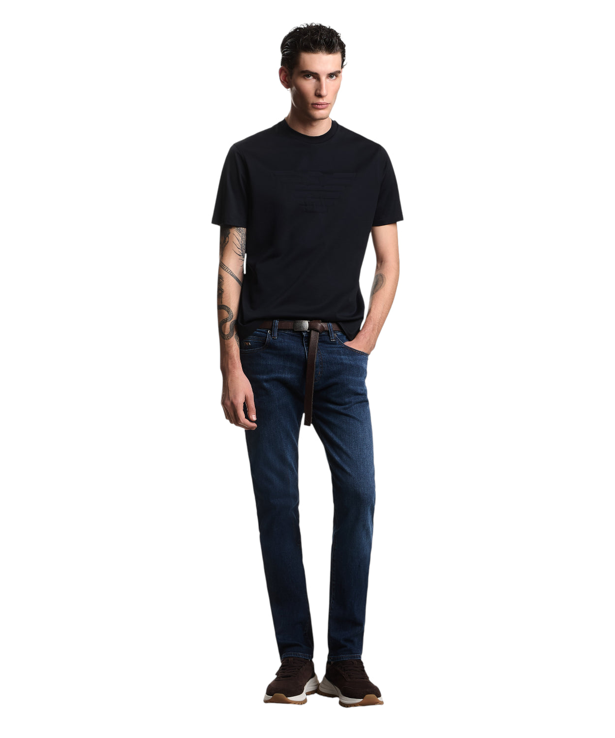 T-shirt uomo Emporio Armani con Logo Intarsiato