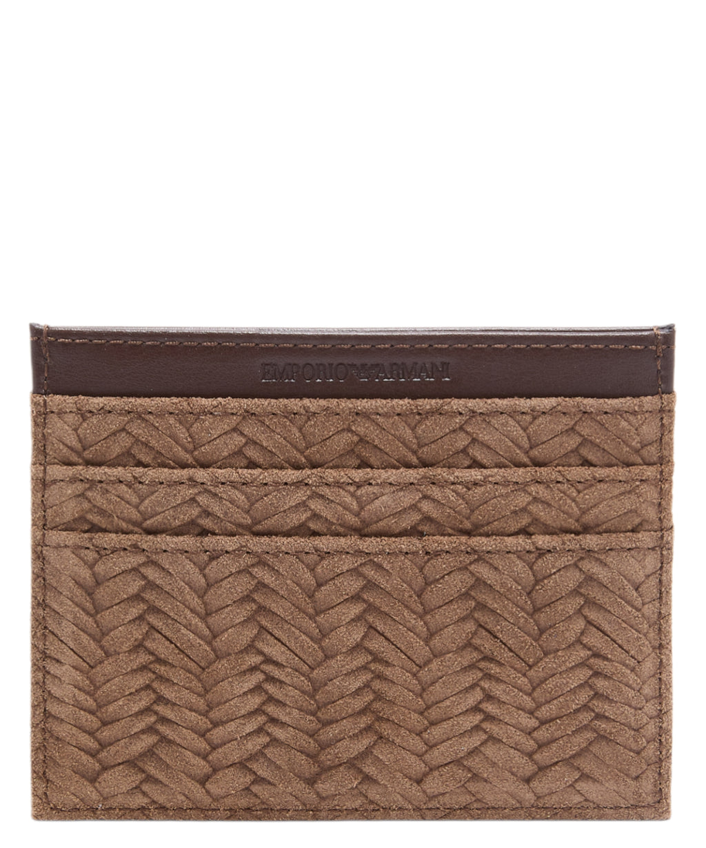 Porte-cartes en daim embossé ASV Emporio Armani