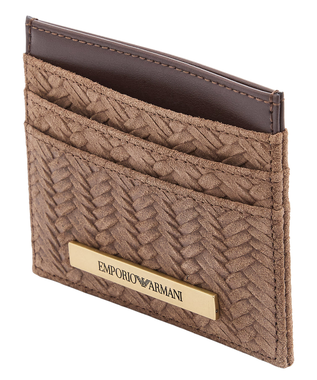Porte-cartes en daim embossé ASV Emporio Armani