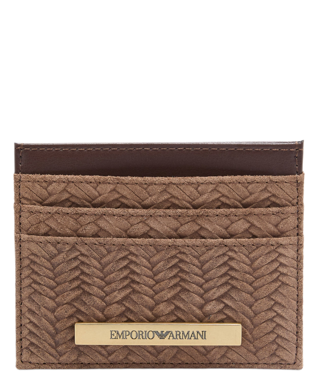 Porte-cartes en daim embossé ASV Emporio Armani