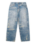 Jeans Uomo Stone Washed a Gamba Dritta Over Fit