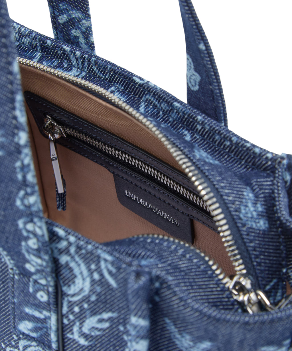 Mini sac en toile avec imprimé bandana Emporio Armani