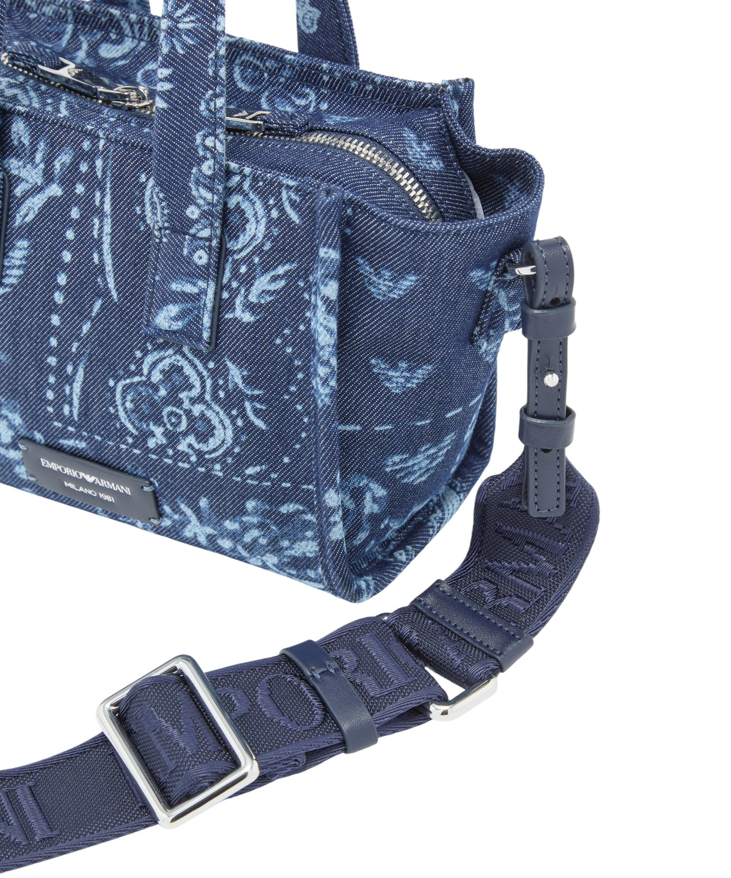 Mini sac en toile avec imprimé bandana Emporio Armani