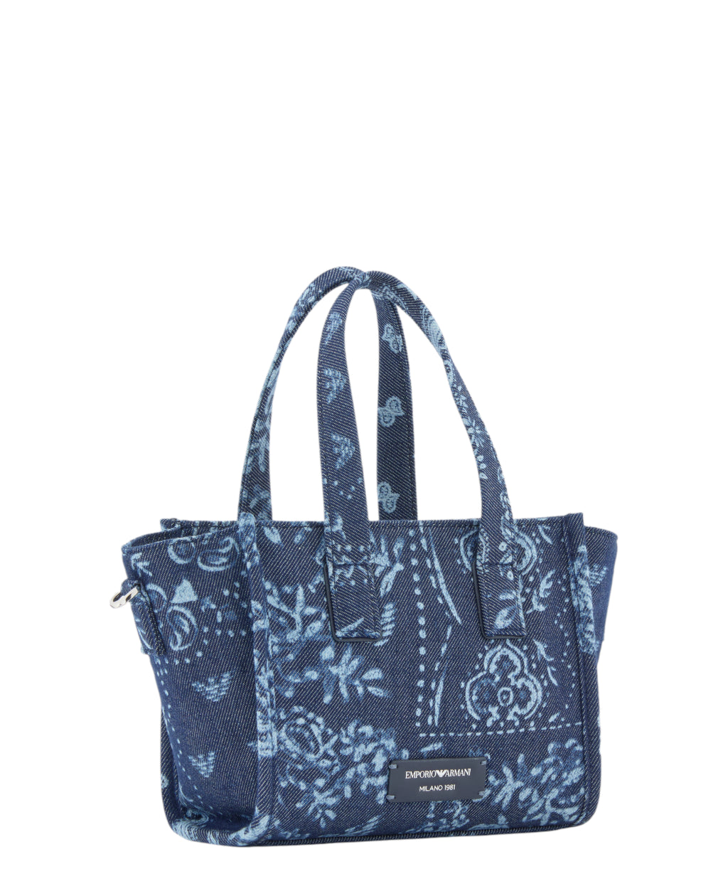 Mini sac en toile avec imprimé bandana Emporio Armani