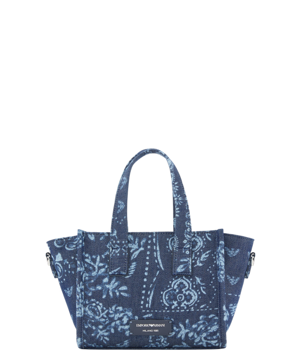 Mini sac en toile avec imprimé bandana Emporio Armani