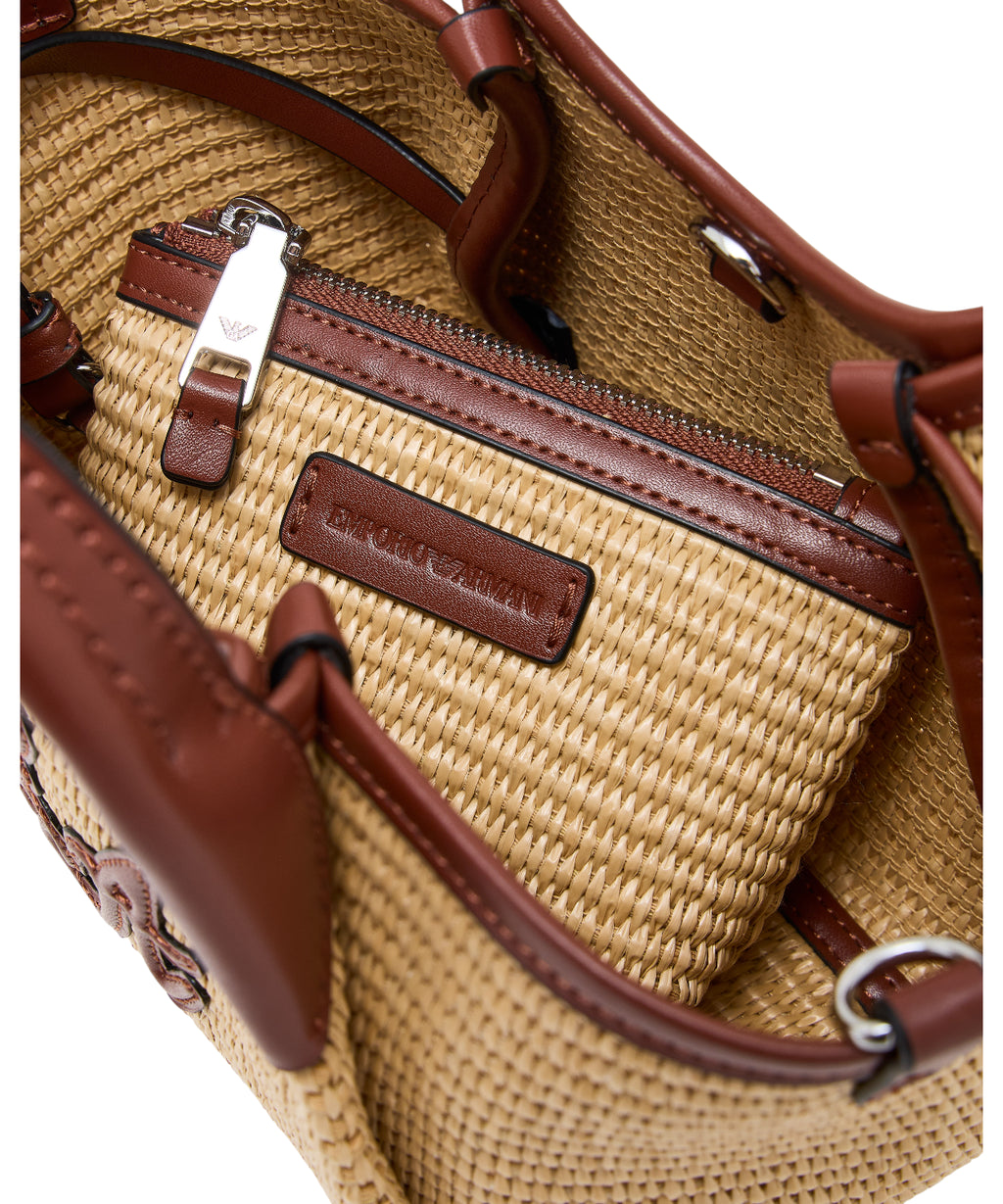 Sac Mini Emporio Armani en paille tressée