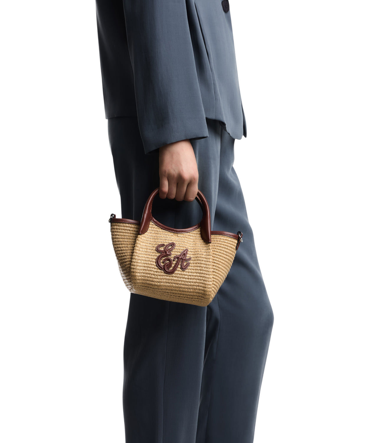 Borsa Mini Emporio Armani in Paglia Intrecciata