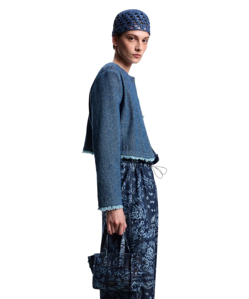 Pantalon chambray femme avec imprimé bandana