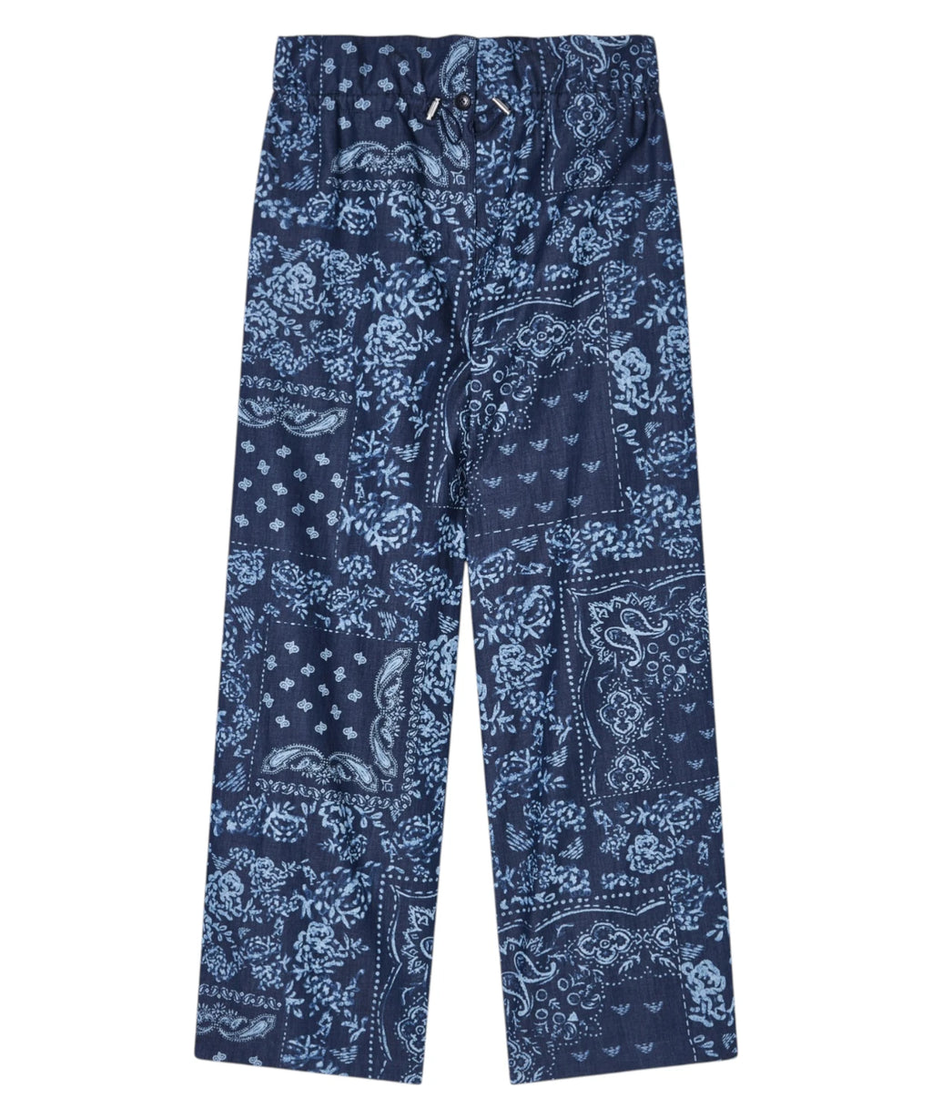 Pantalon chambray femme avec imprimé bandana