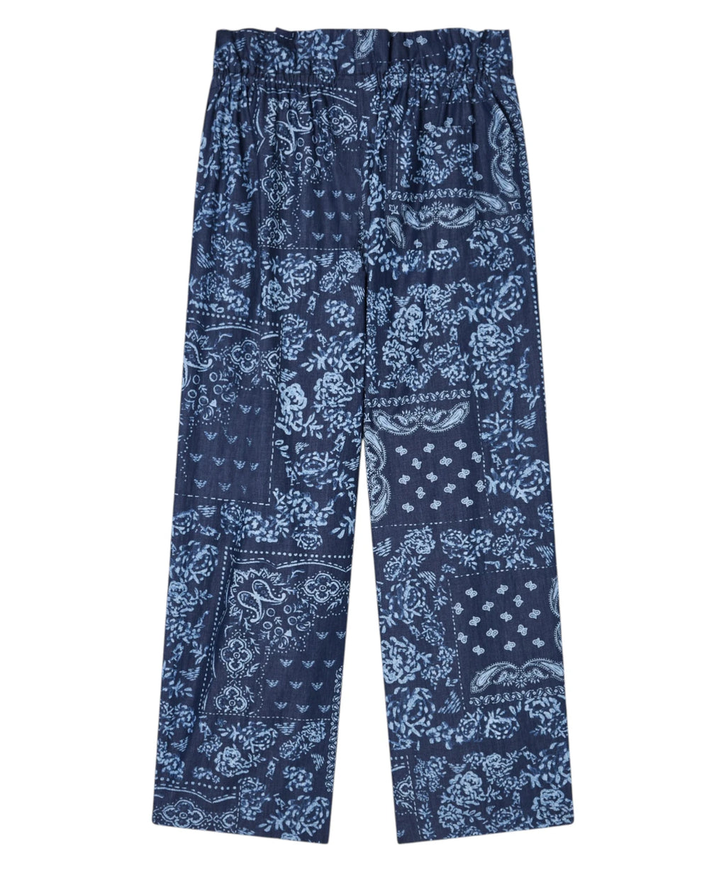 Pantalon chambray femme avec imprimé bandana