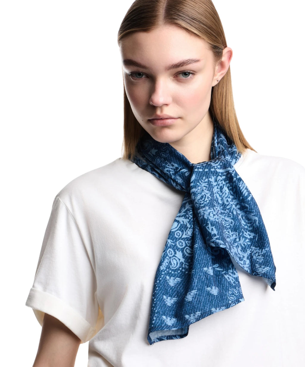 T-shirt femme en coton Pima avec col foulard Paisley