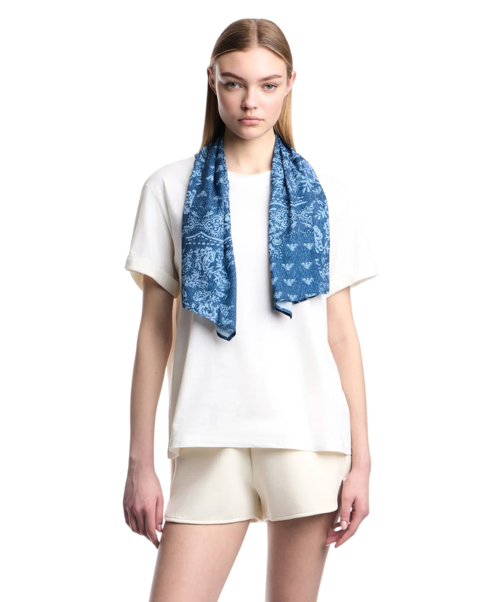 T-shirt femme en coton Pima avec col foulard Paisley