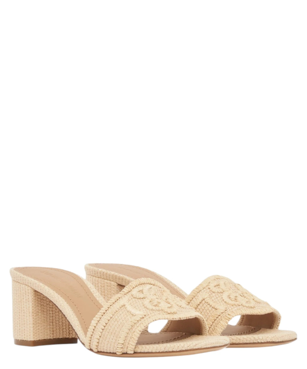 Emporio Armani Sandales à Talon en Raphia Tressé