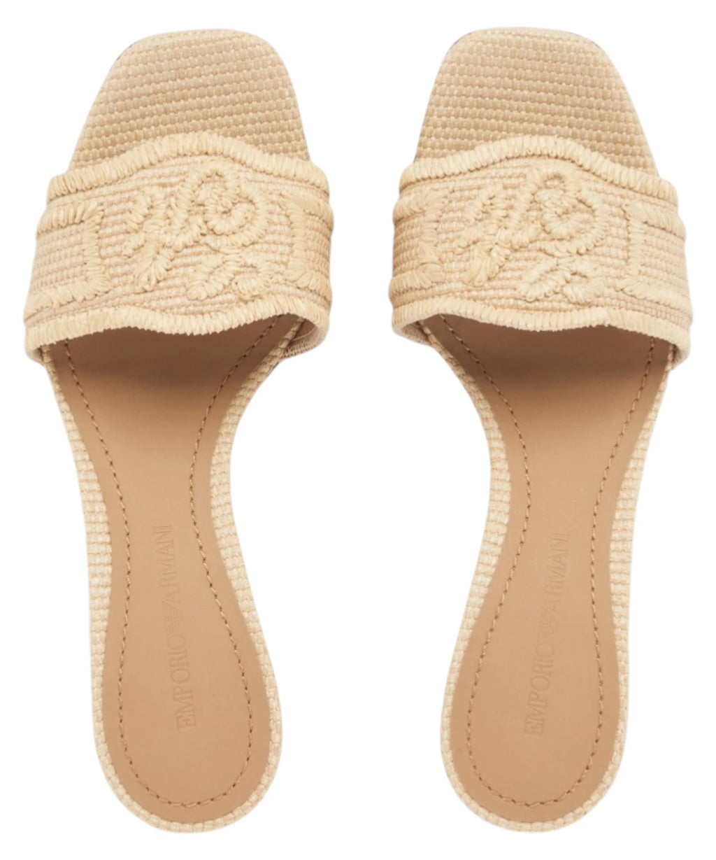Emporio Armani Sandales à Talon en Raphia Tressé