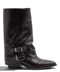 Archyve Stivale biker texano in pelle liscia