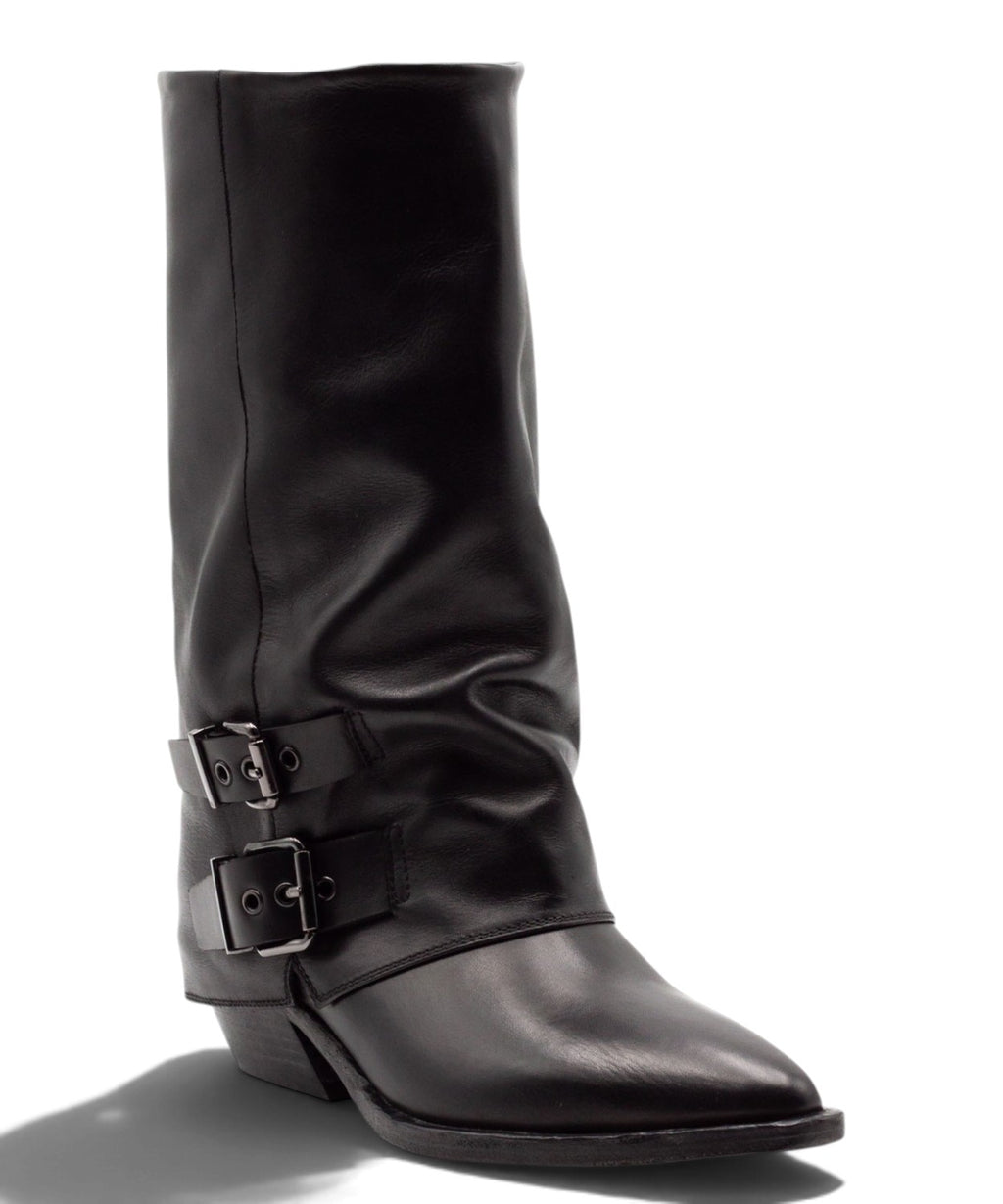 Archyve Stivale biker texano in pelle liscia