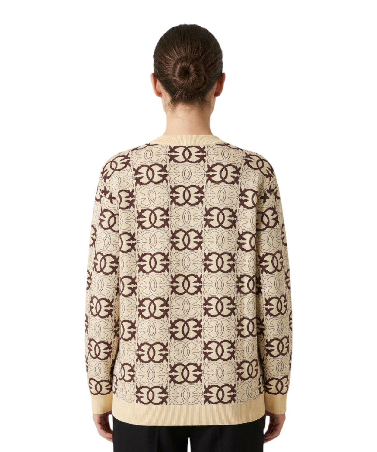 Cardigan Donna Pinko con Jacquard e Stampa All Over