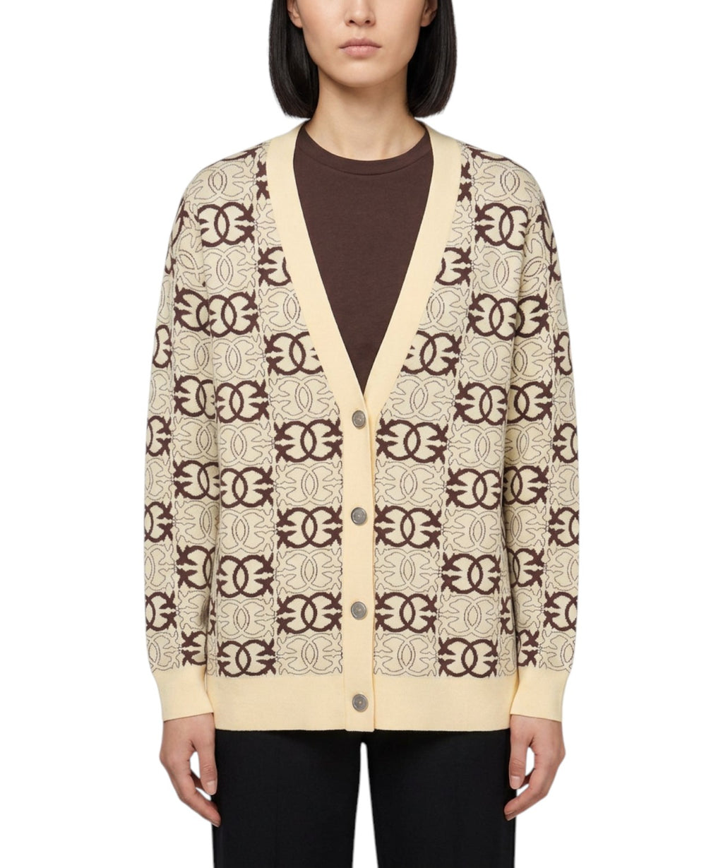 Cardigan Donna Pinko con Jacquard e Stampa All Over