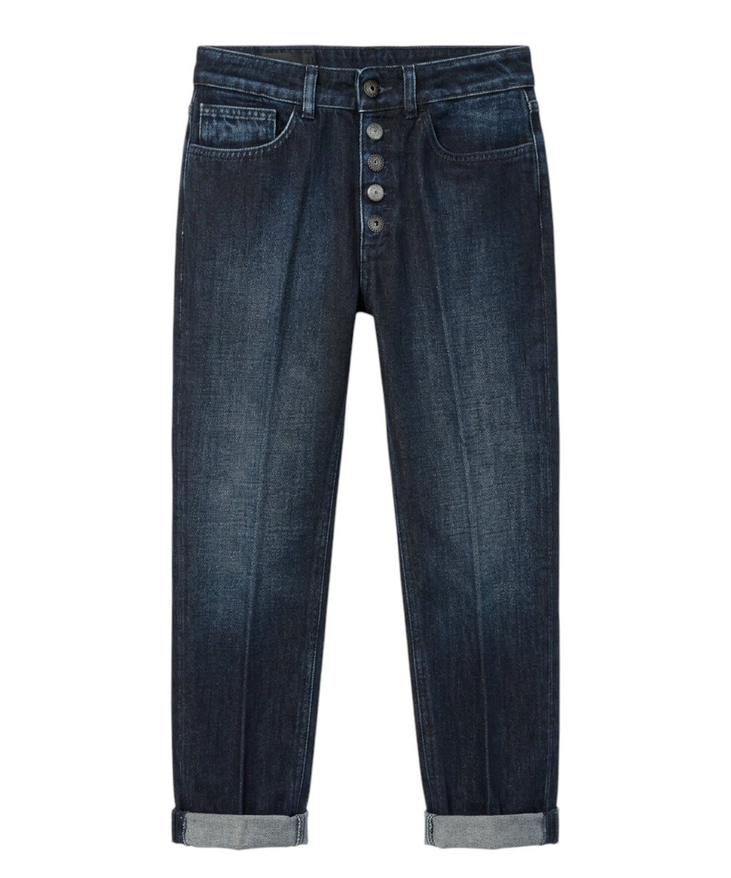 Dondup Koons Jeans Denim Loose Fit avec Boutonnière Bijou