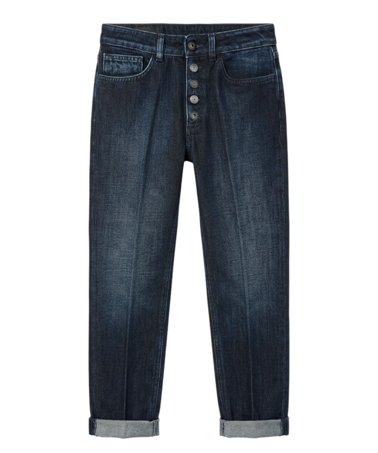 Dondup Koons Jeans Denim Loose Fit avec Boutonnière Bijou