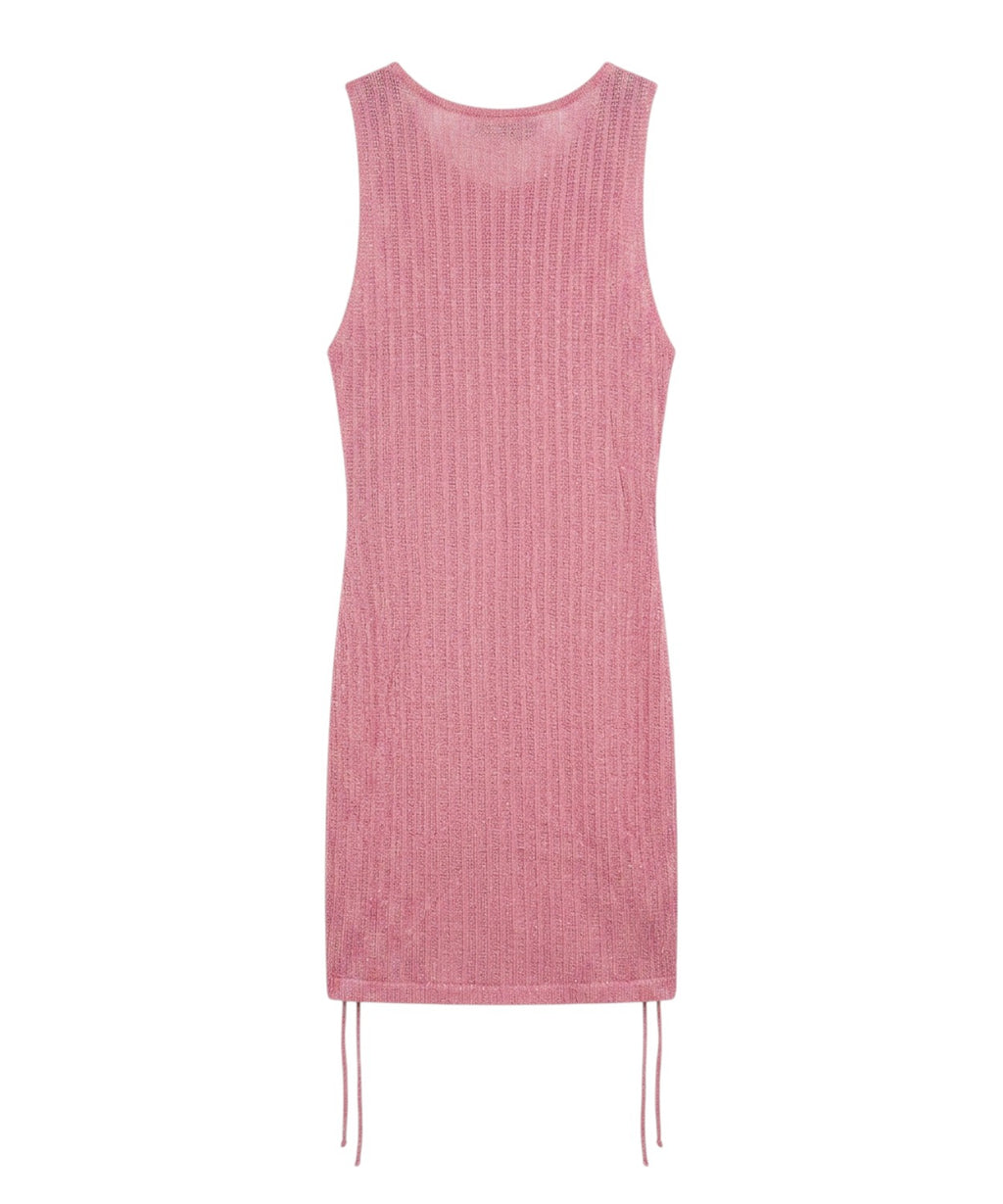 Robe midi sans manches en lurex avec cordon de serrage
