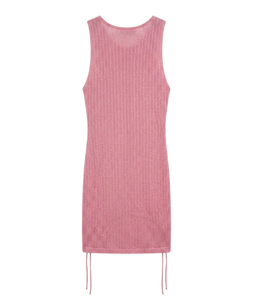 Robe midi sans manches en lurex avec cordon de serrage