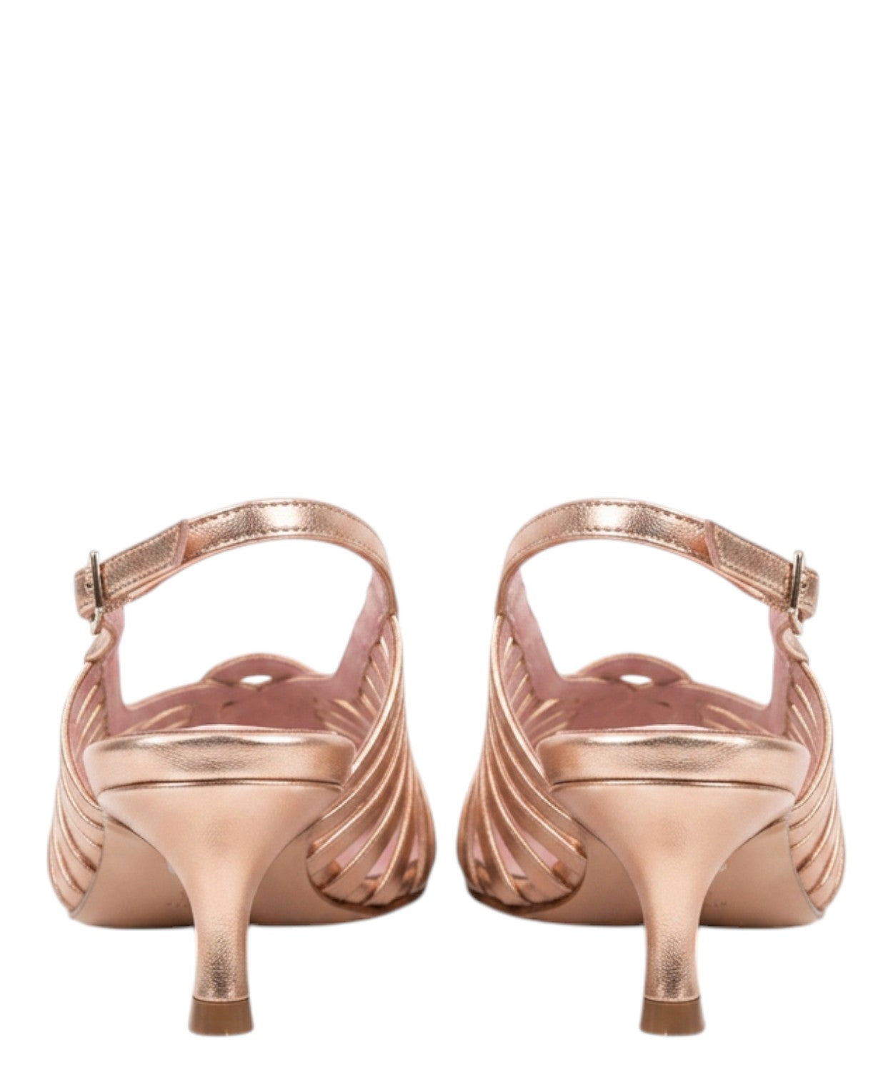 Slingback femme élégant en cuir laminé avec tressage