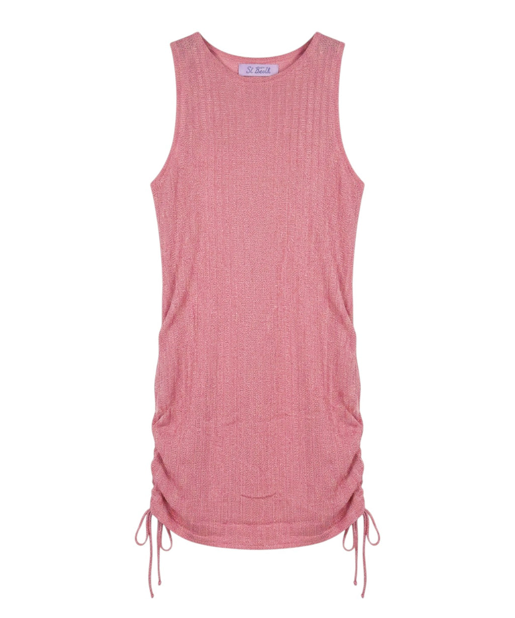 Robe midi sans manches en lurex avec cordon de serrage