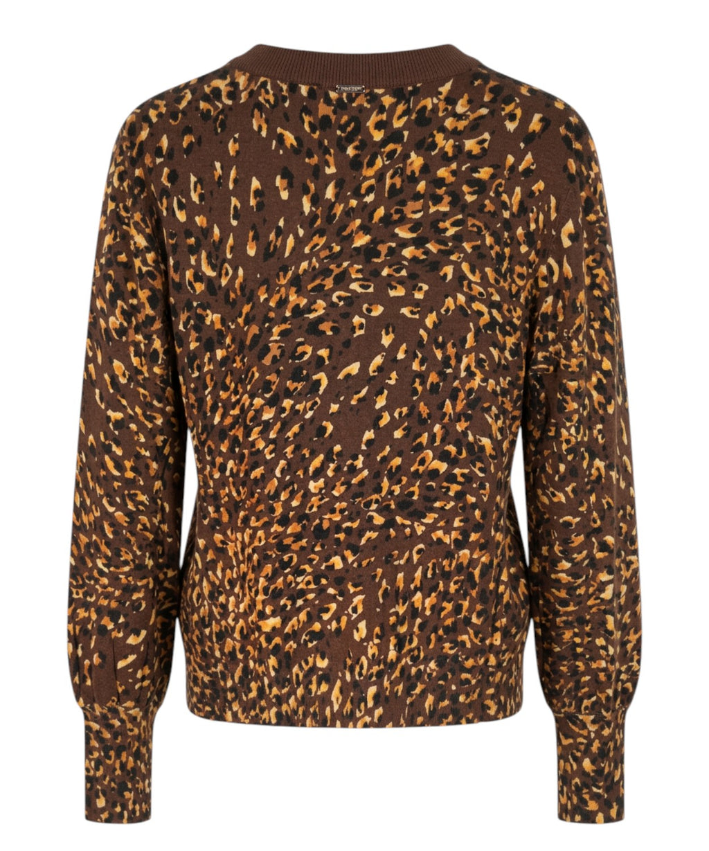 Cardigan Twinset Animalier in Viscosa e Poliammide