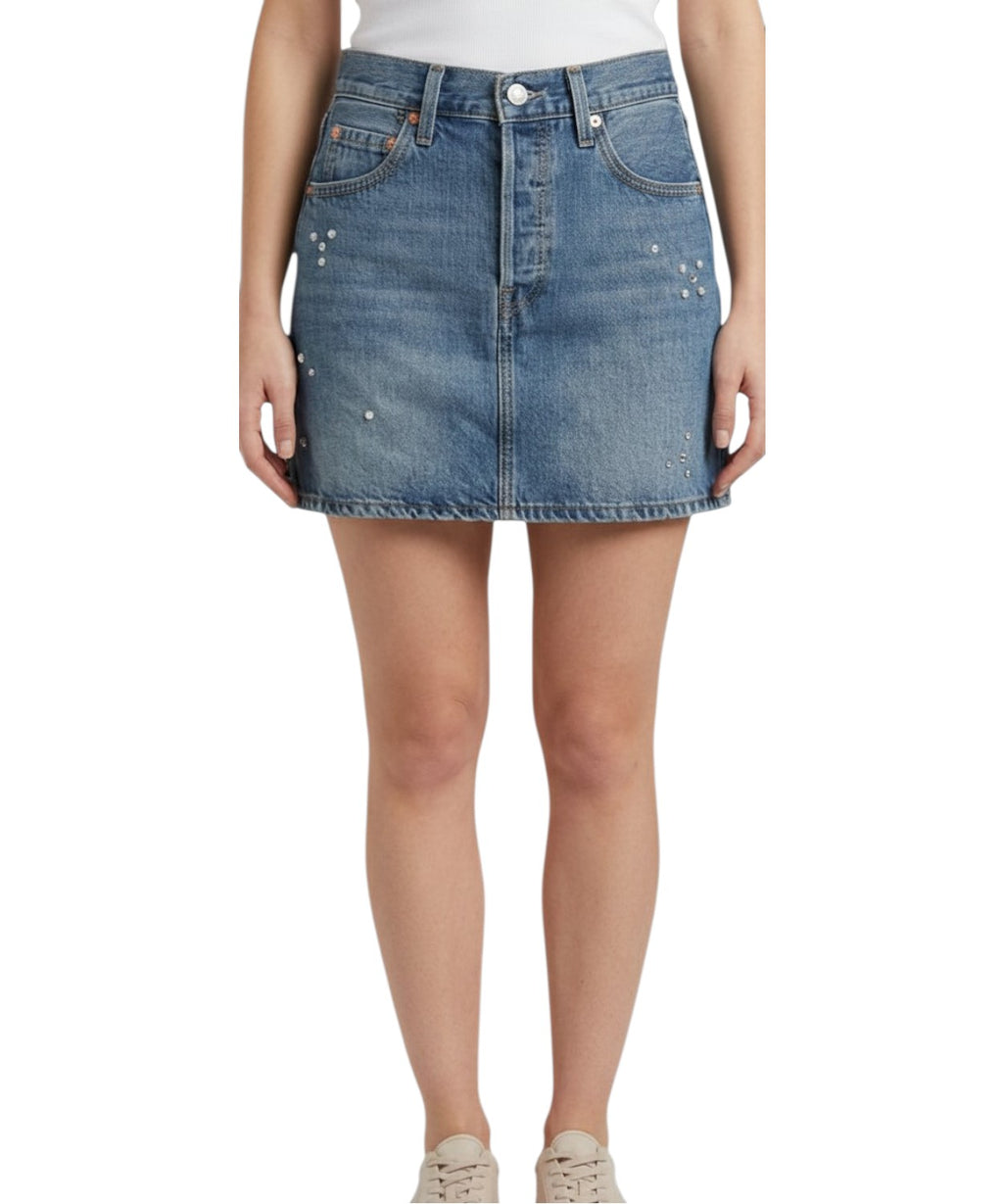 Gonna Levi's Denim con Strass Applicati