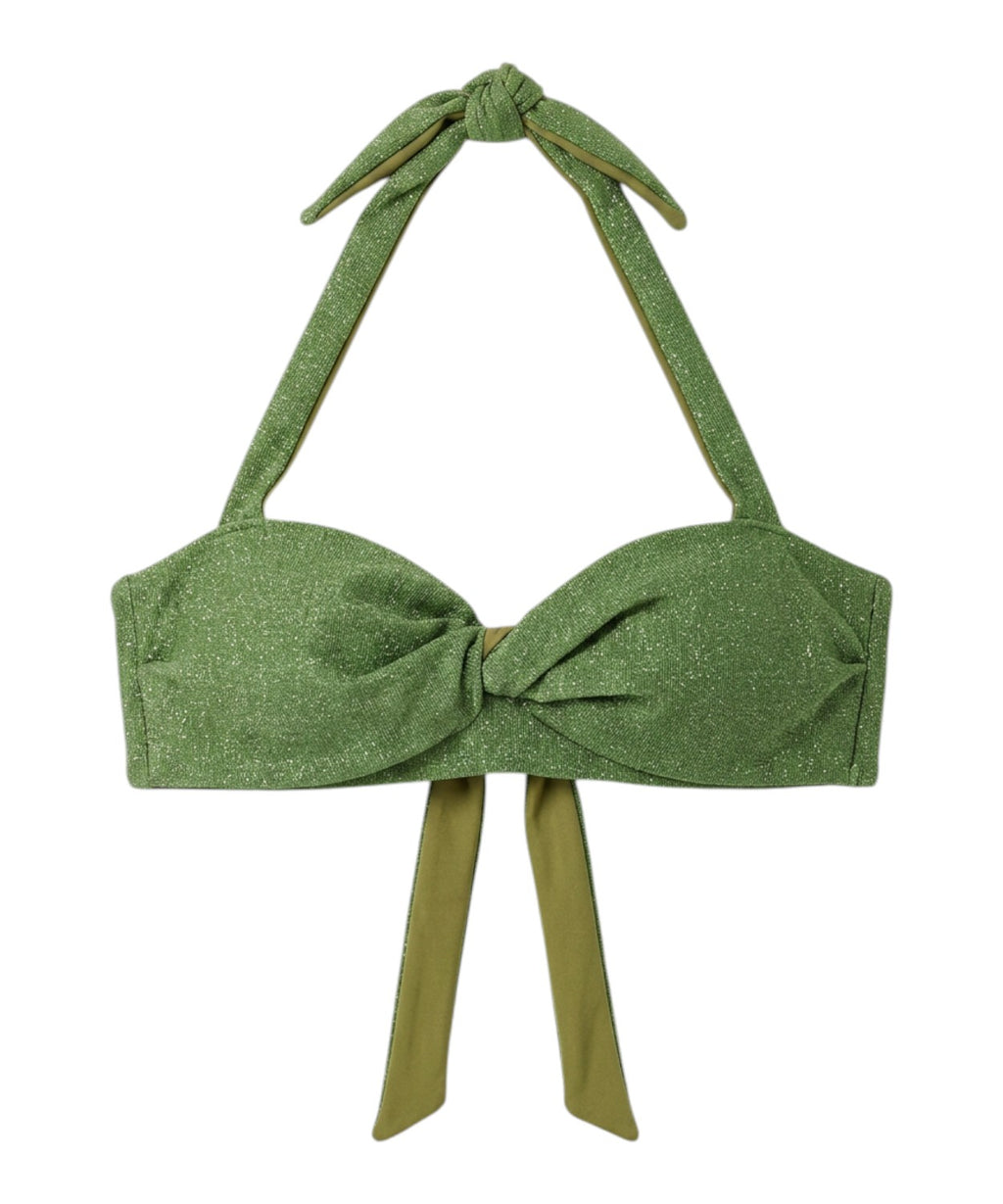 Bikini Lurex femme avec haut noué et taille haute
